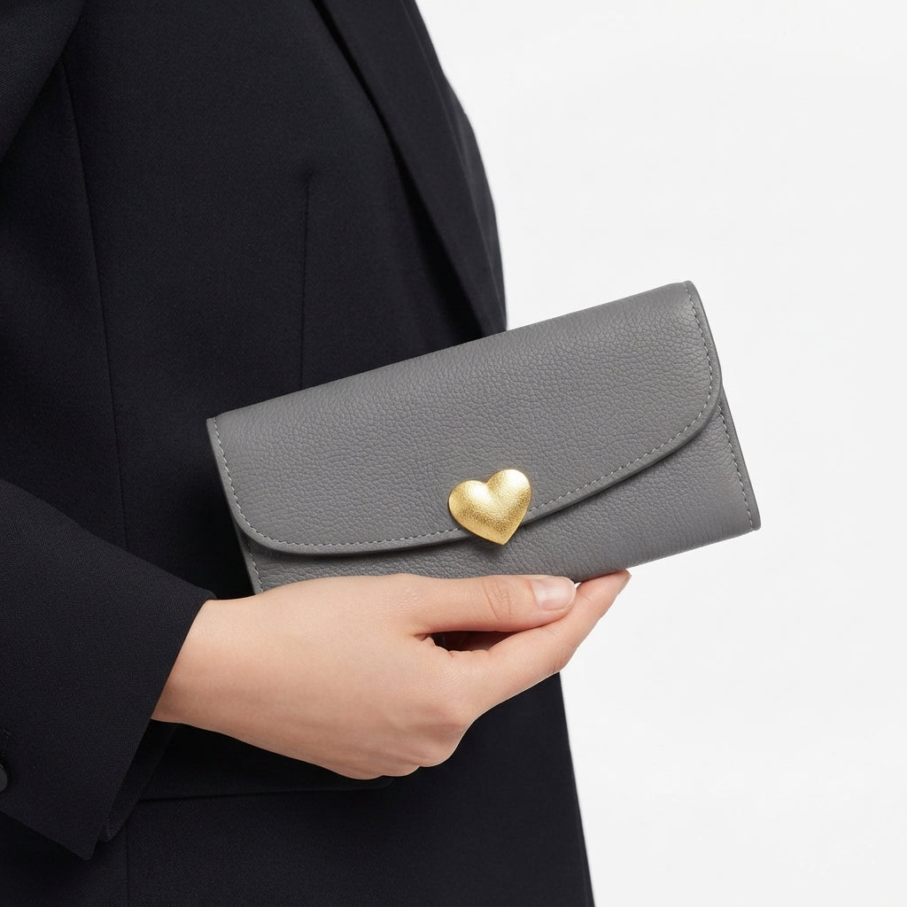 Elegant Heart Accent Three-Piece Wallet and Card Holder Gift Set