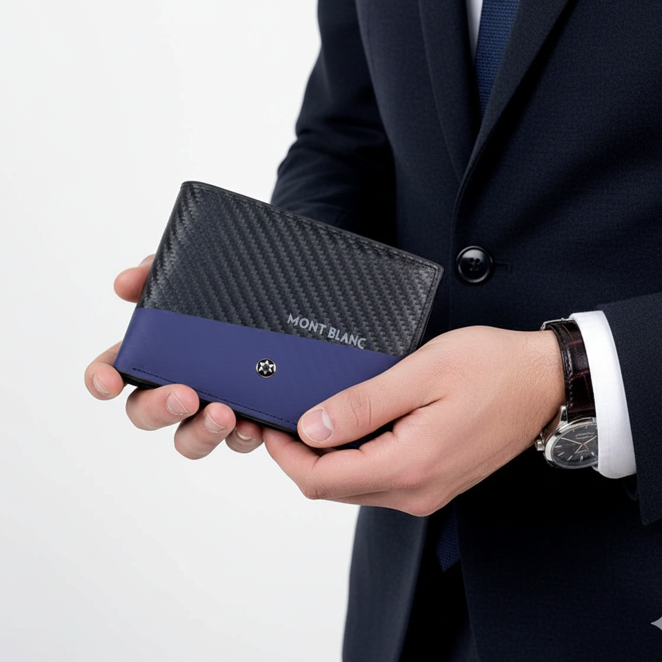 Montblanc Extreme Carbon Fiber Texture Bi-Fold Wallet 💼✨🌟
