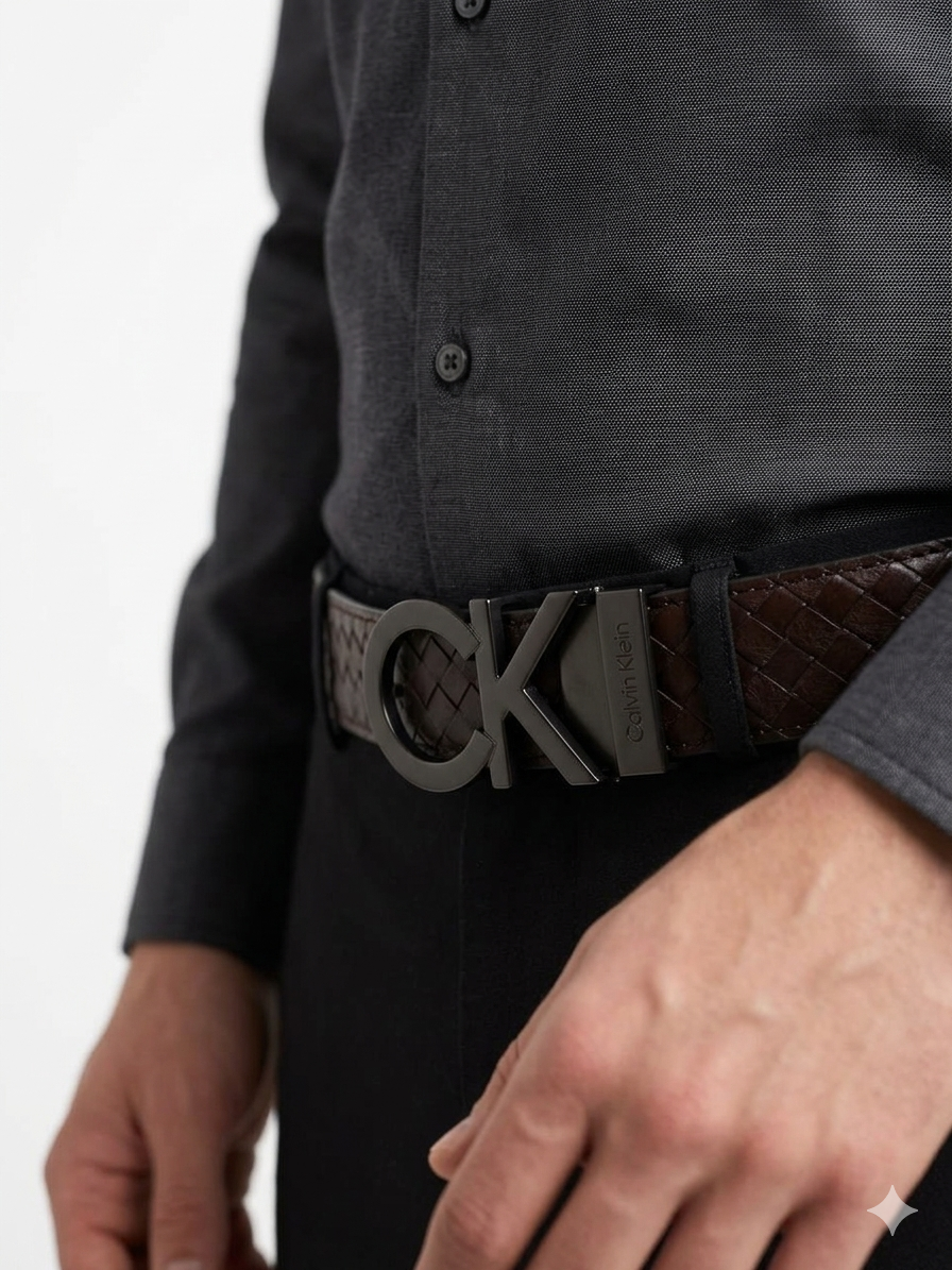 Calvin Klein Signature CK Logo Belt Set with Two Leather Straps 🤎✨🎁