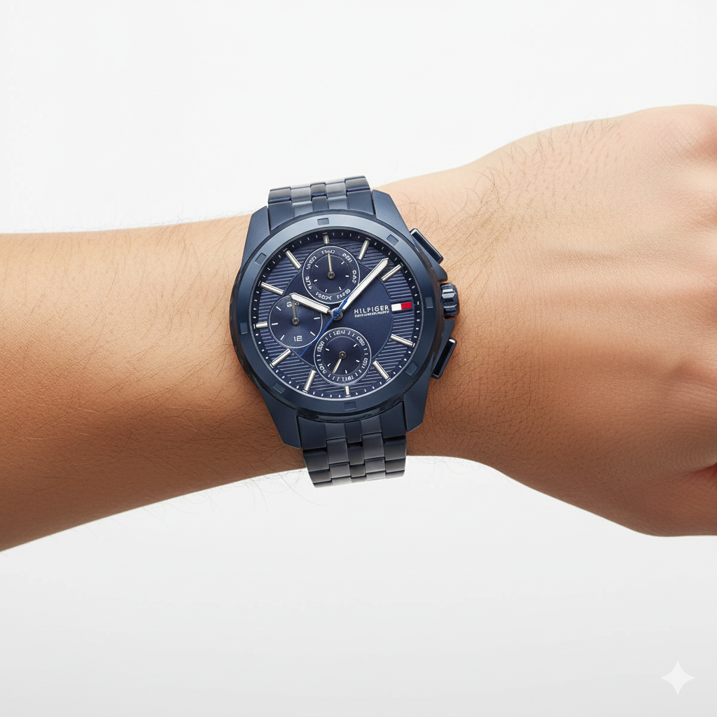 Tommy Hilfiger Men's Chronograph Watch Blue IP Finish Bracelet 💙⌚️⚓️