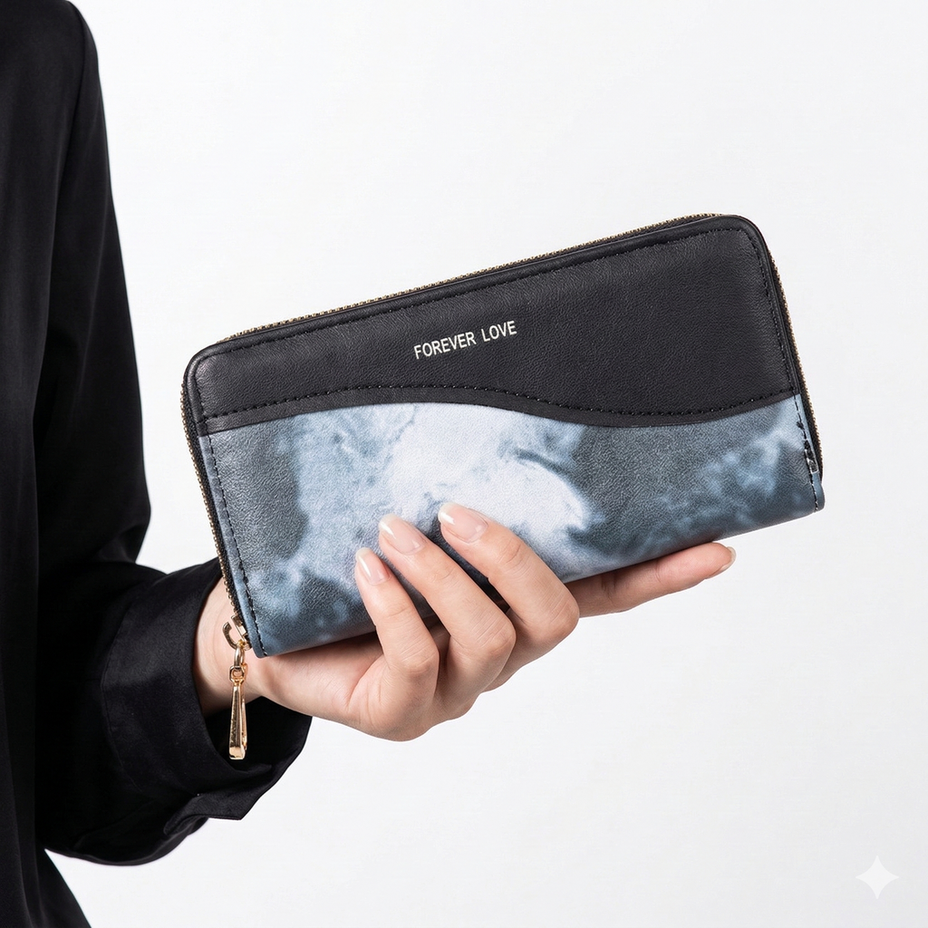Forever Love Wallet: Classic Chic 🖤🤍💙