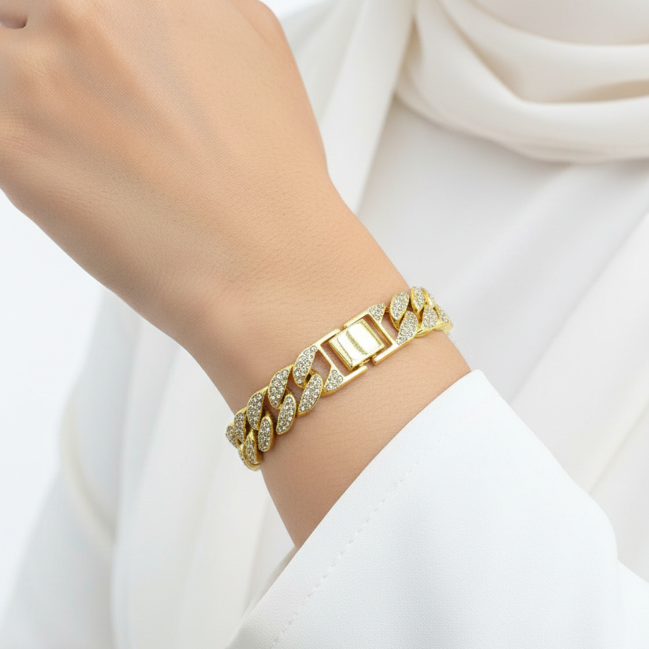 CK Classic Gold Iced Out Cuban Link Bracelet 💎✨🔥