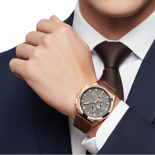 Hugo Boss Grand Prix Rose Gold Chronograph Watch ⌚✨🤎
