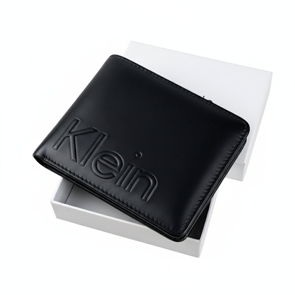Calvin Klein Men's Black Leather Bi-Fold Wallet with Embossed Logo 🖤✨💳