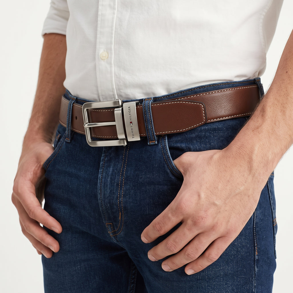 Tommy Hilfiger Reversible Two Tone Leather Belt Gift Set