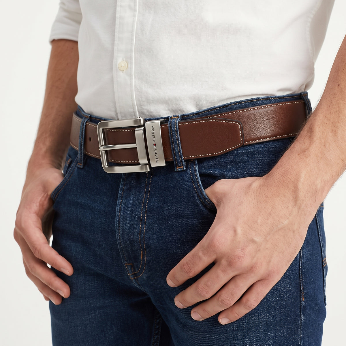 Tommy Hilfiger Reversible Two Tone Leather Belt Gift Set