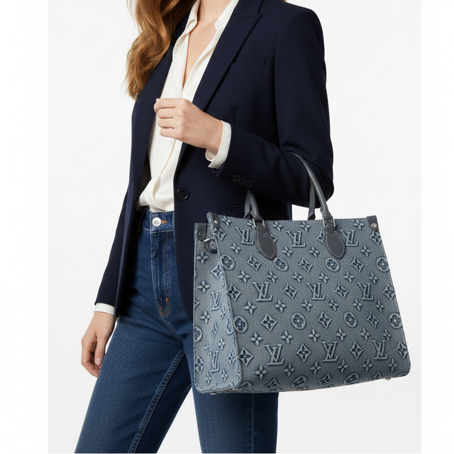 Louis Vuitton Onthego MM Monogram Denim Tote 👜💙✨