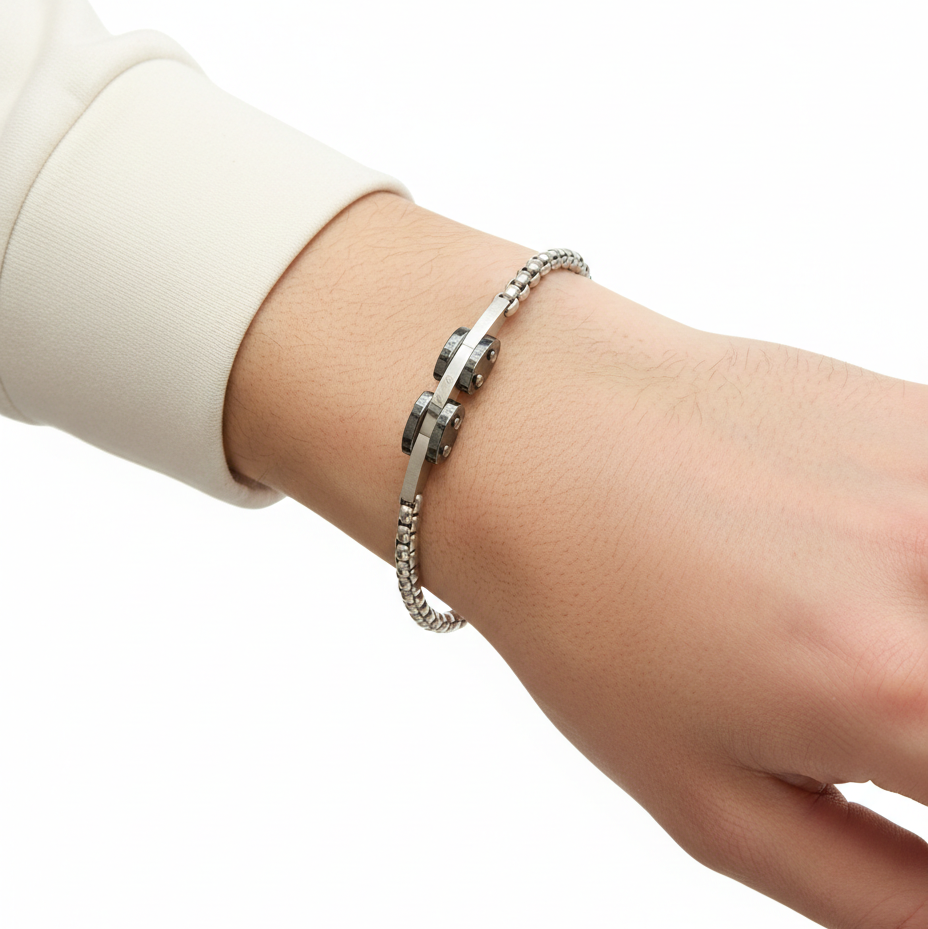 Cartier Santos de Cartier Men's Steel and Ceramic Link Bracelet ⛓️✨⌚