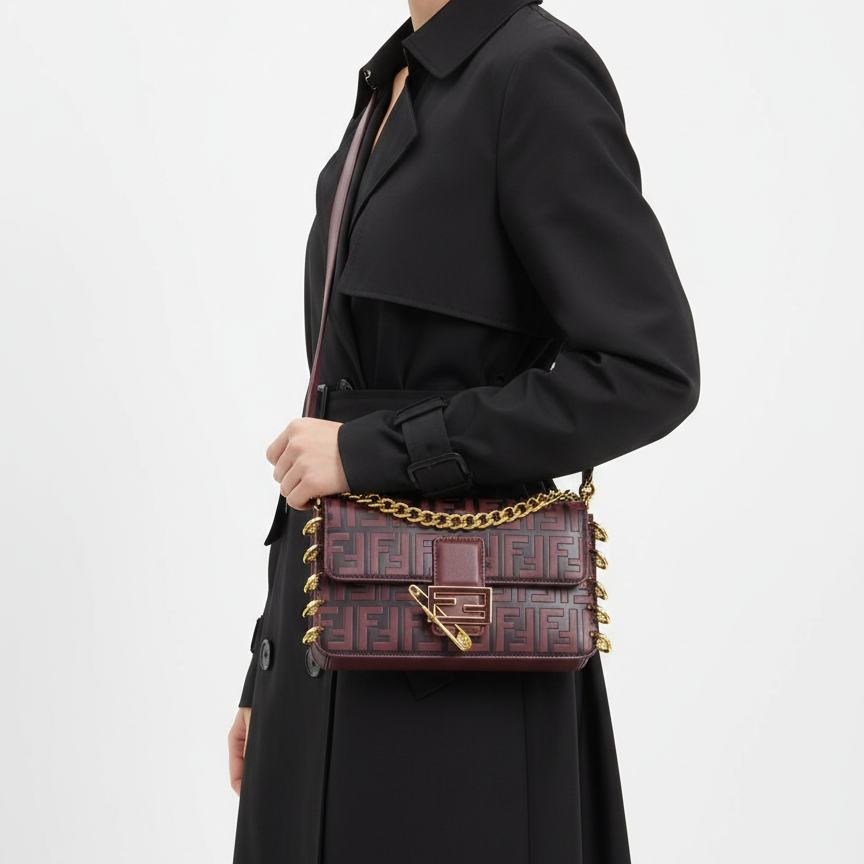 Fendi Monogram Baguette with Gold Chain Detail 👜✨