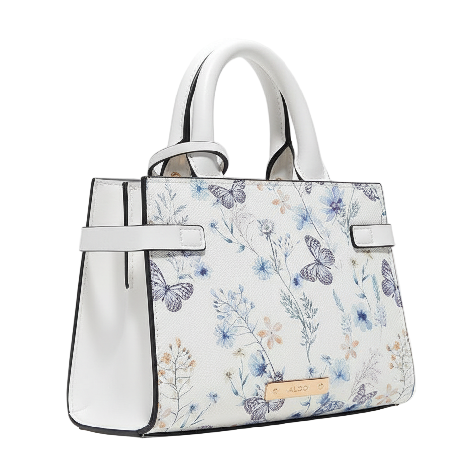 🌸 ALDO Structured Satchel Butterfly Floral Print 🦋✨🤍