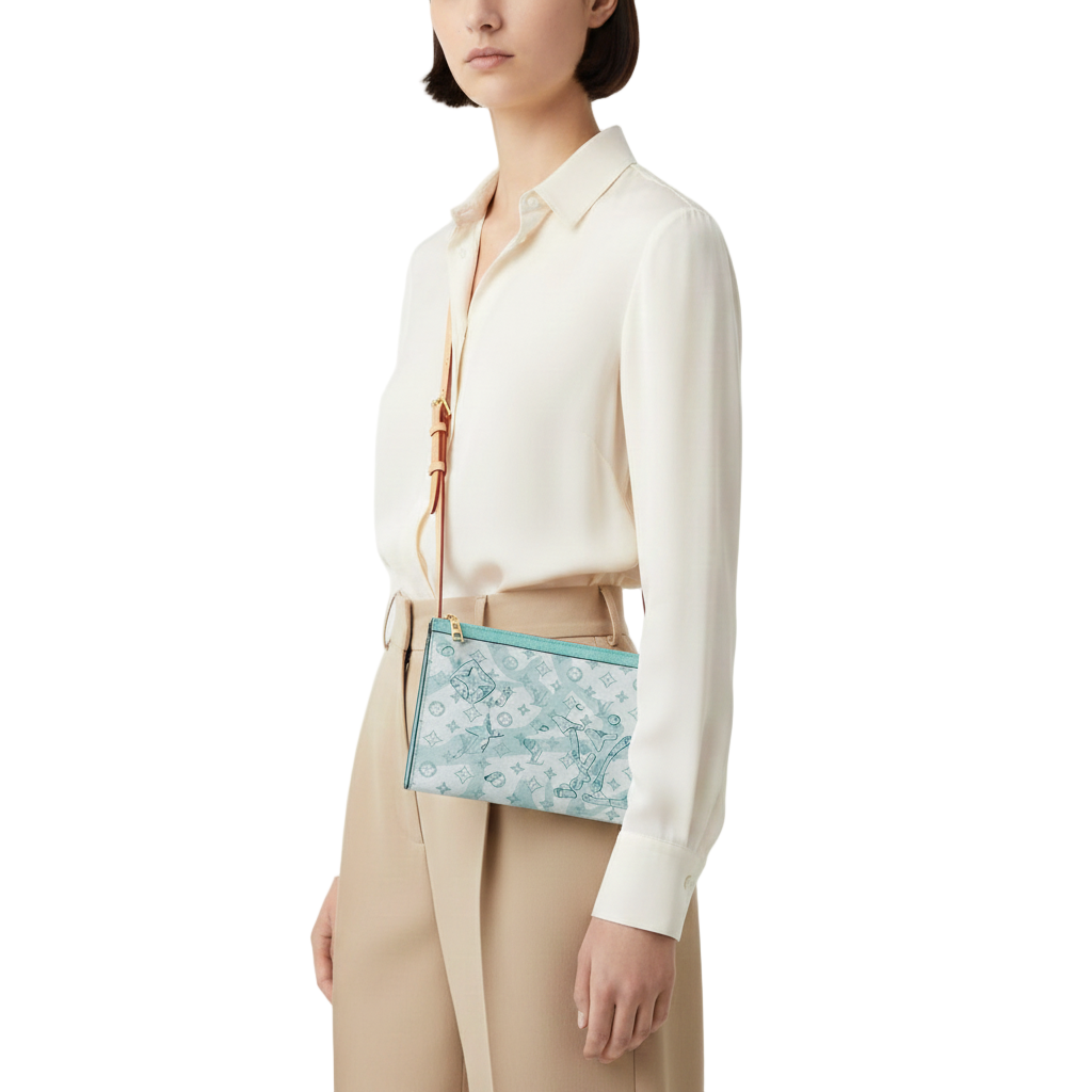 Louis Vuitton Monogram Pochette Clutch Aqua Blue Transparent Design 🧊💙✨