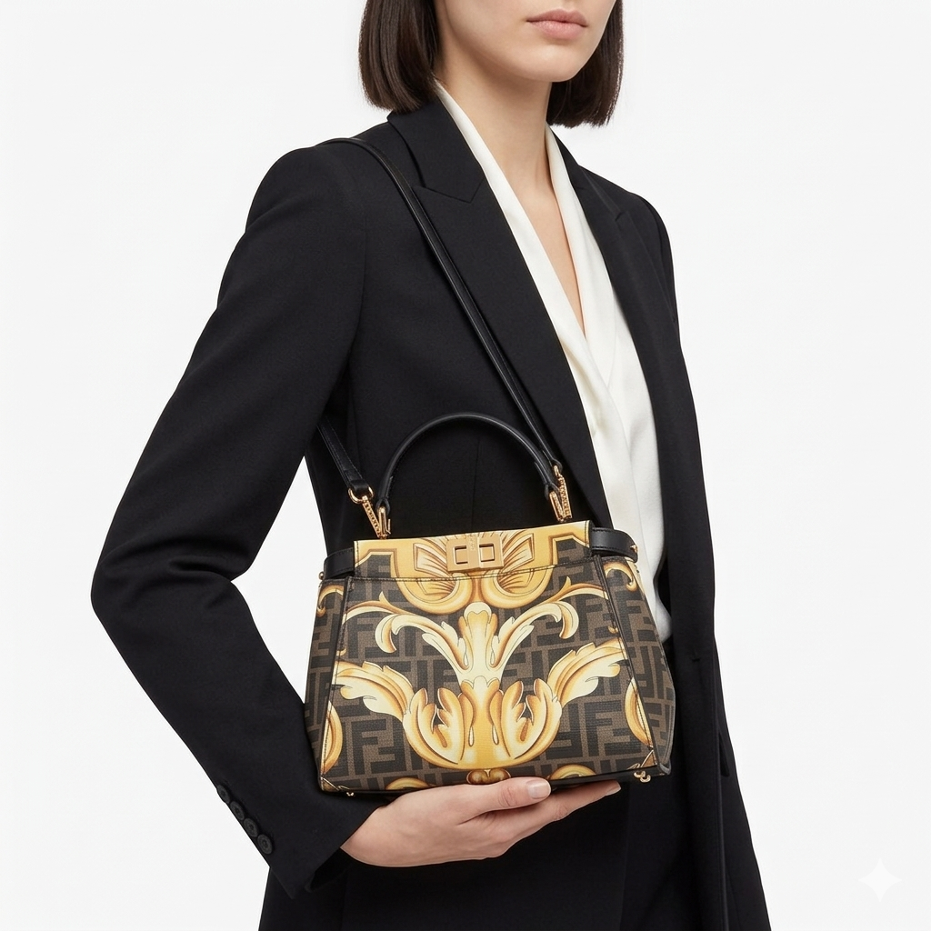 Fendi Yellow & Black Bag 💛🖤 Chic Carryall