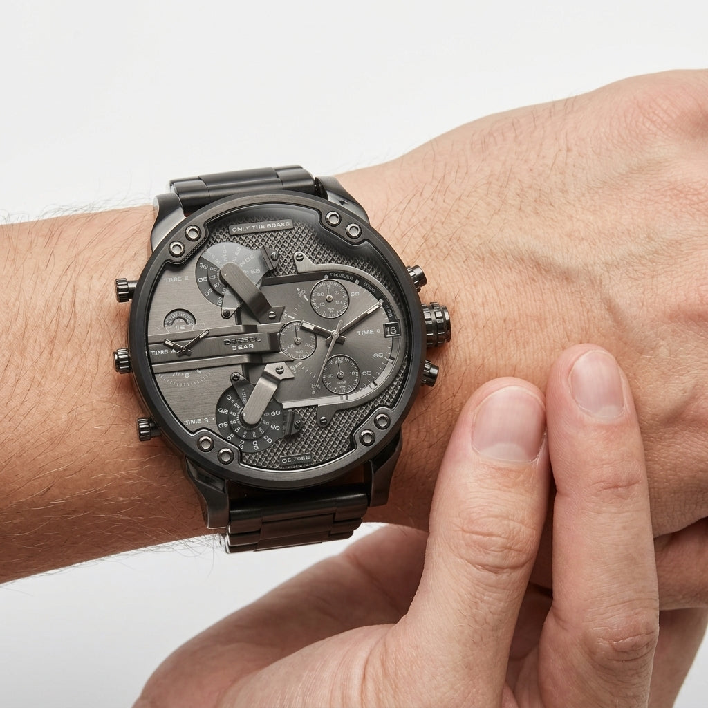 Diesel DZ7396 Multi-Time Zone Black Stainless Steel Mens Watch
