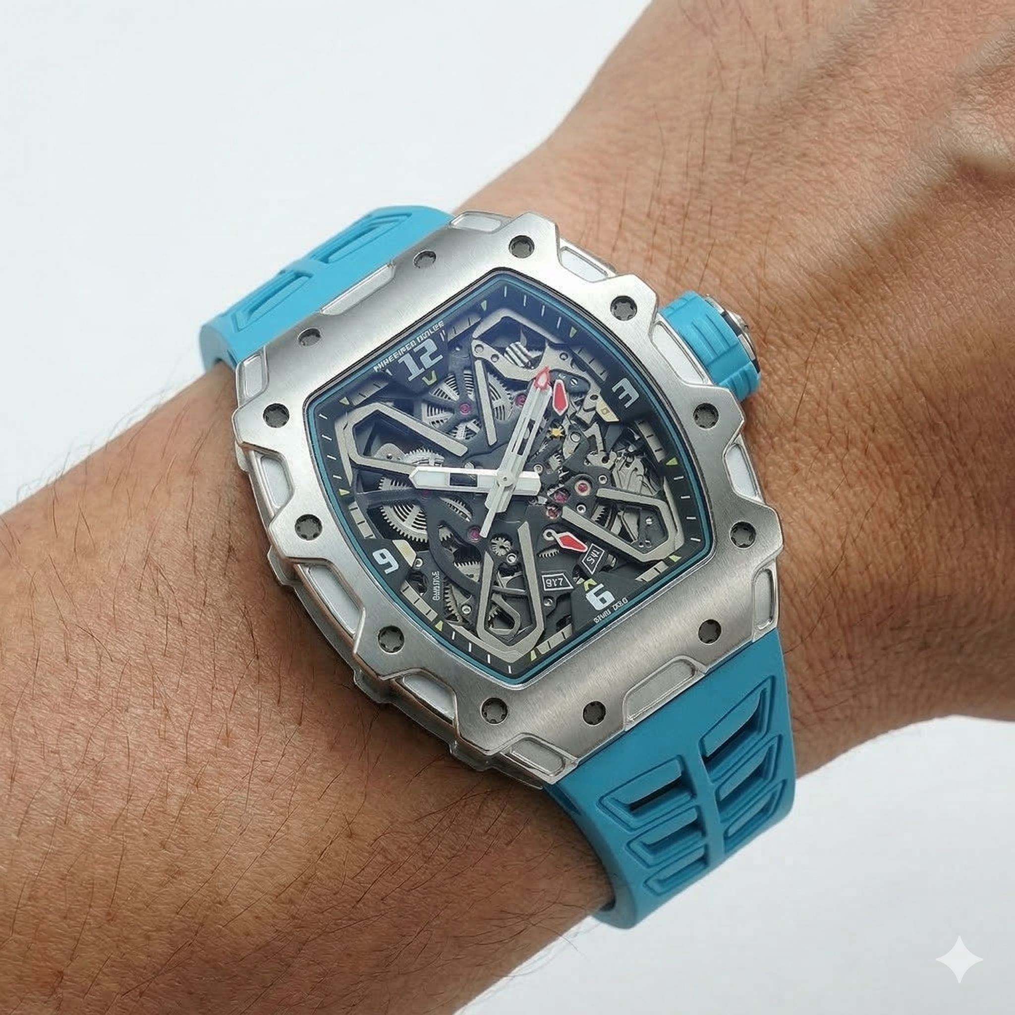 Richard Mille Automatic: Blue, Red & Black Accent Watch ⌚🔵🔴