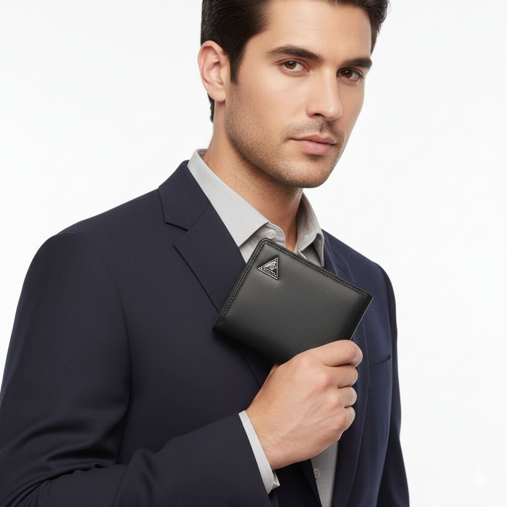 GUESS Men’s Genuine Leather Passcase Bifold Wallet 💼🖤📐