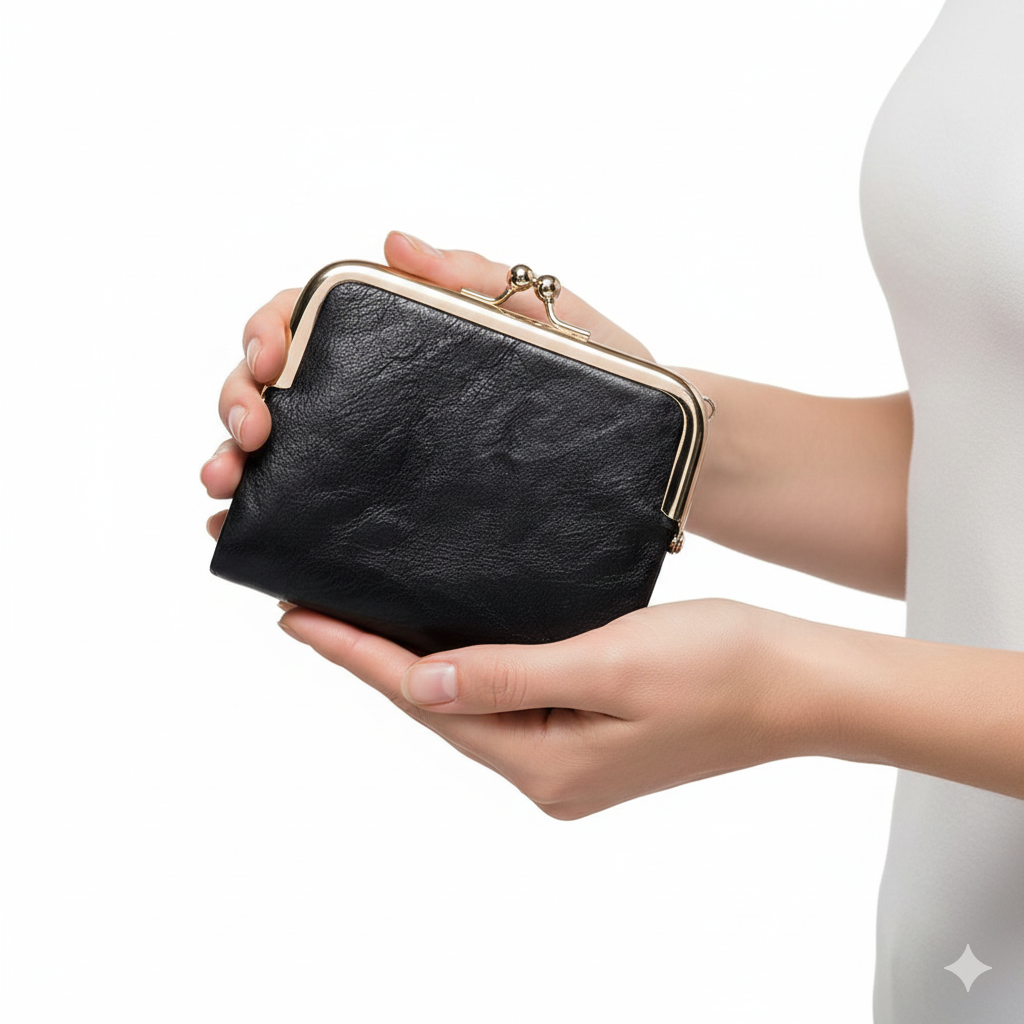 Elegant Vintage-Style Kiss-Lock Wallet 🖤✨👜