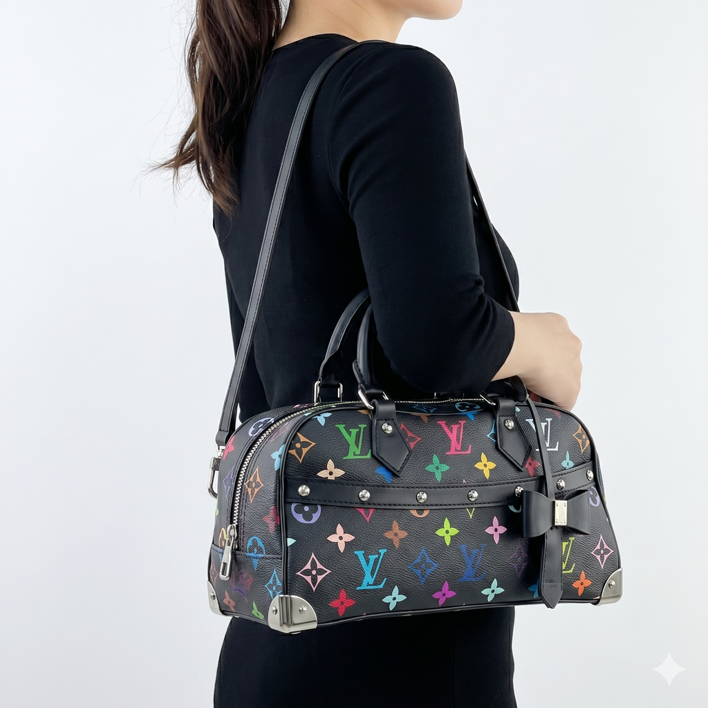 Multicolor Monogram Bow Satchel with Gold Tone Hardware 🎀👜
