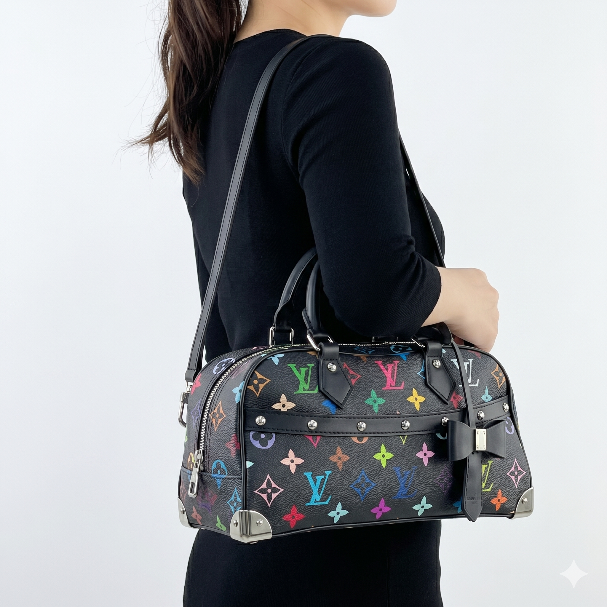Multicolor Monogram Bow Satchel with Gold Tone Hardware 🎀👜