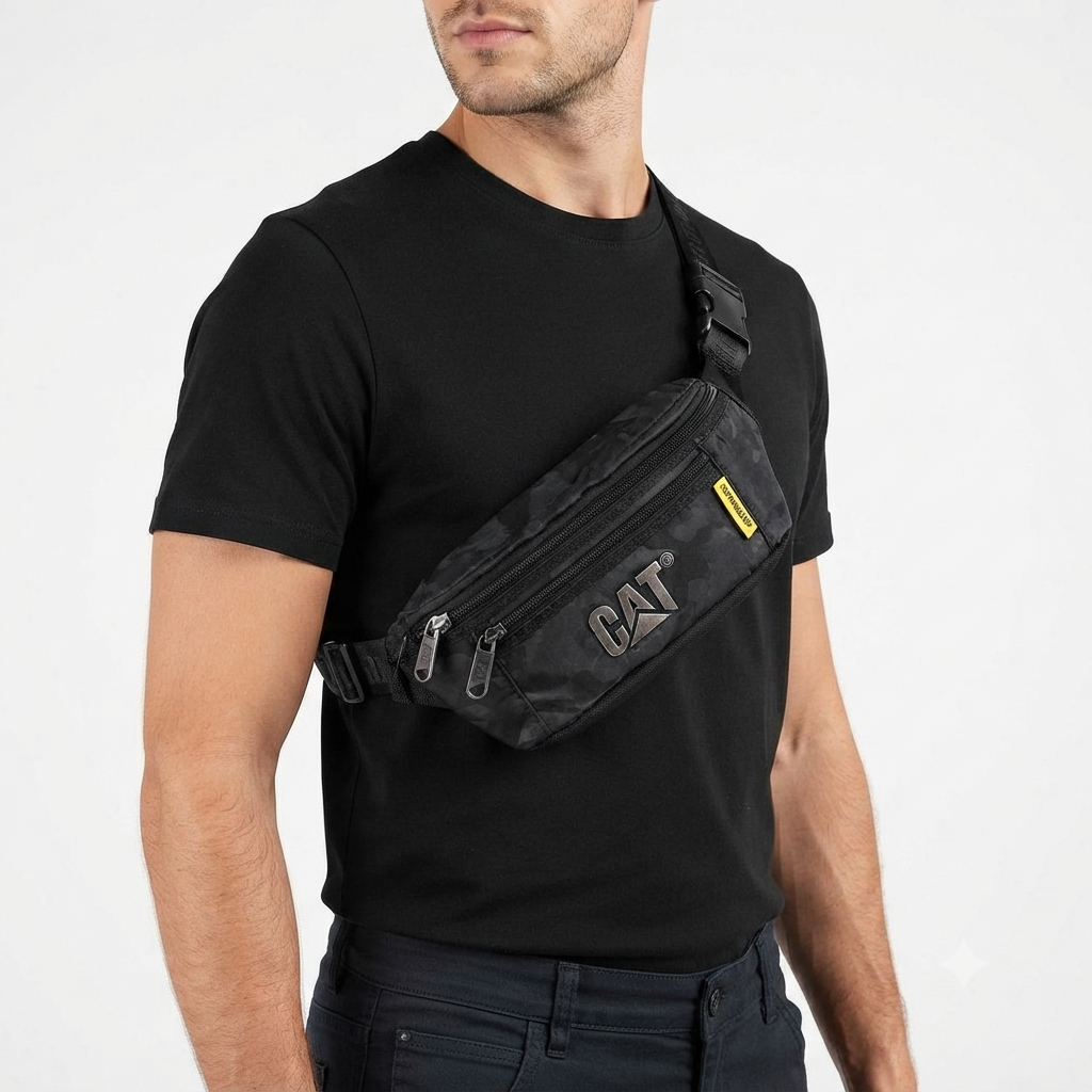 Caterpillar Black Camouflage Utility Chest and Waist Bag