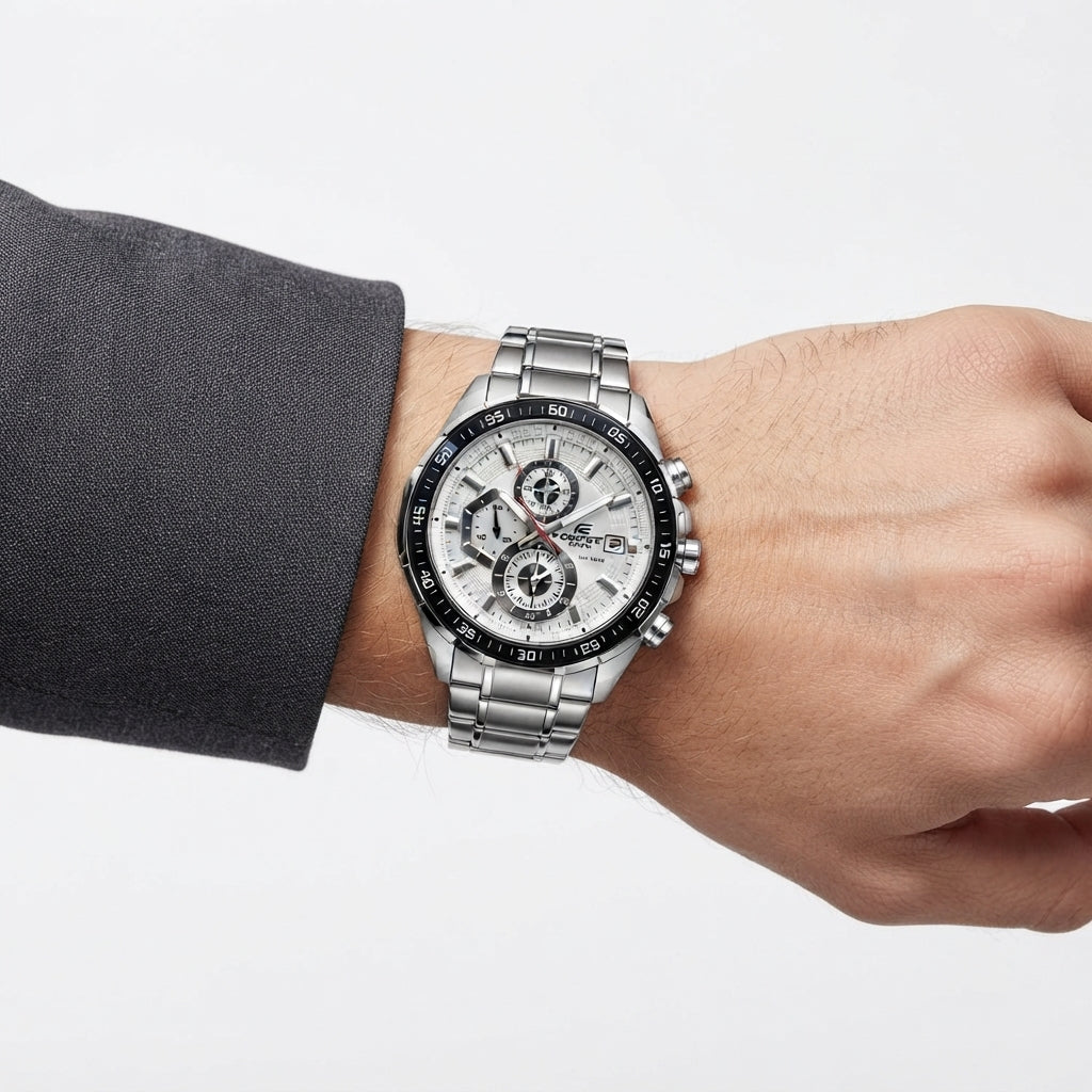 Casio Edifice Chronograph Silver Stainless Steel Sport Watch