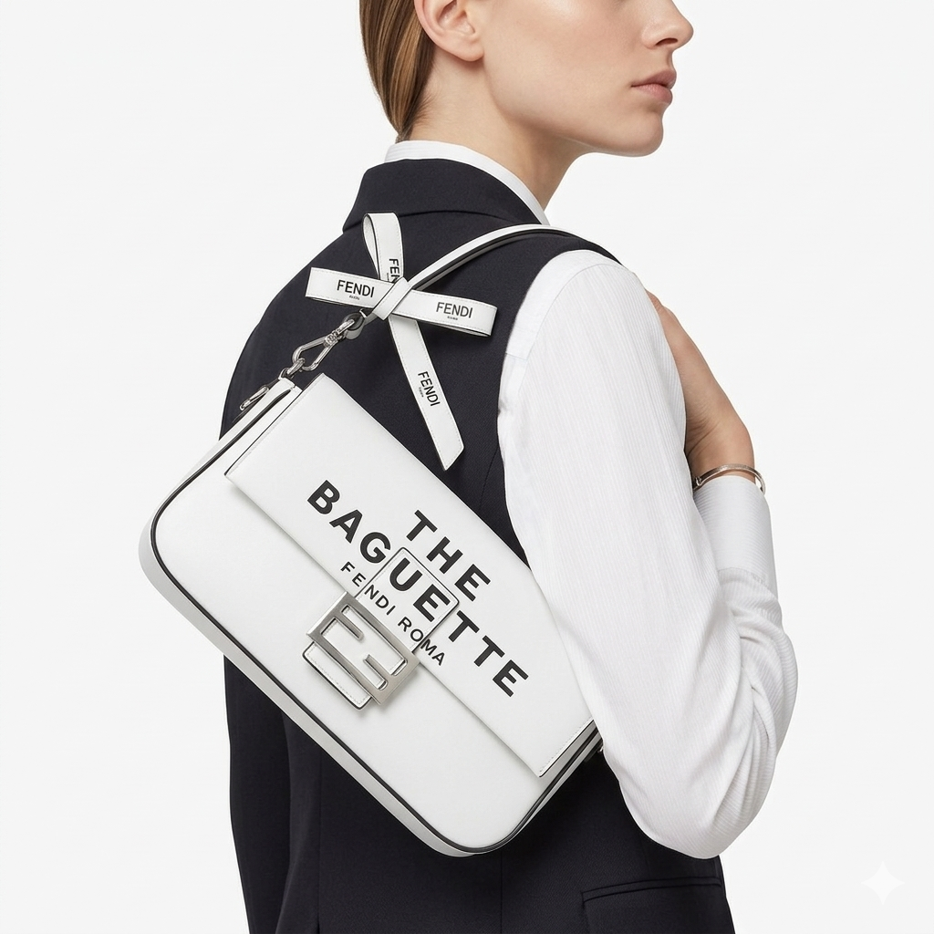 Fendi Baguette White 🤍 Chic Designer Bag