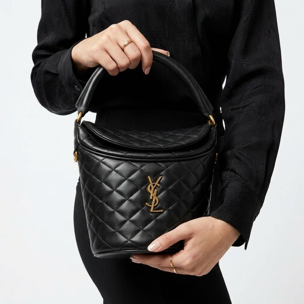 Saint Laurent Quilted Bucket Bag with Gold Hardware