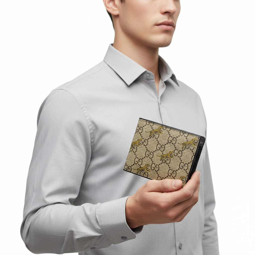 🐅 Gucci Monogram Tiger Print Wallet & Card Holder Gift Set 🖋️🎁