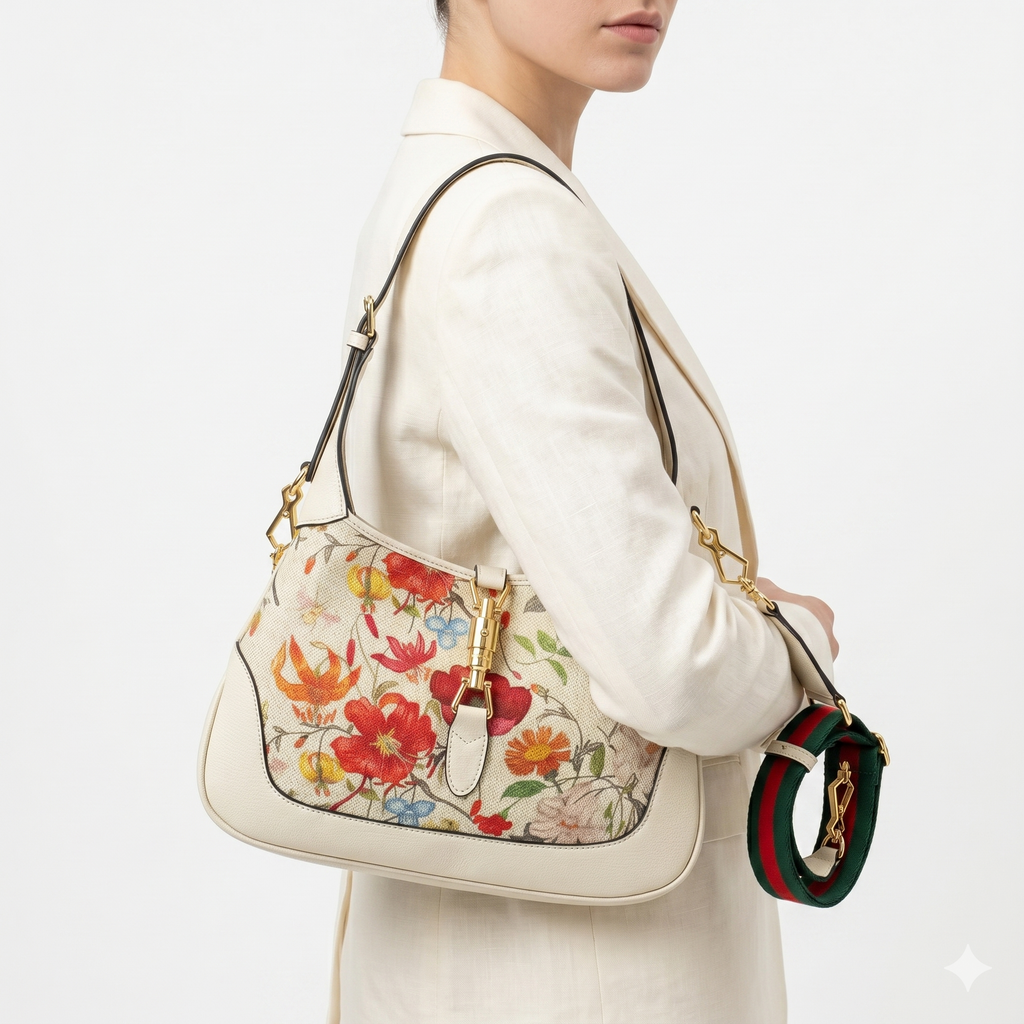 Gucci Floral Print Canvas Shoulder Bag with Gold-Tone Hardware 🌸👜