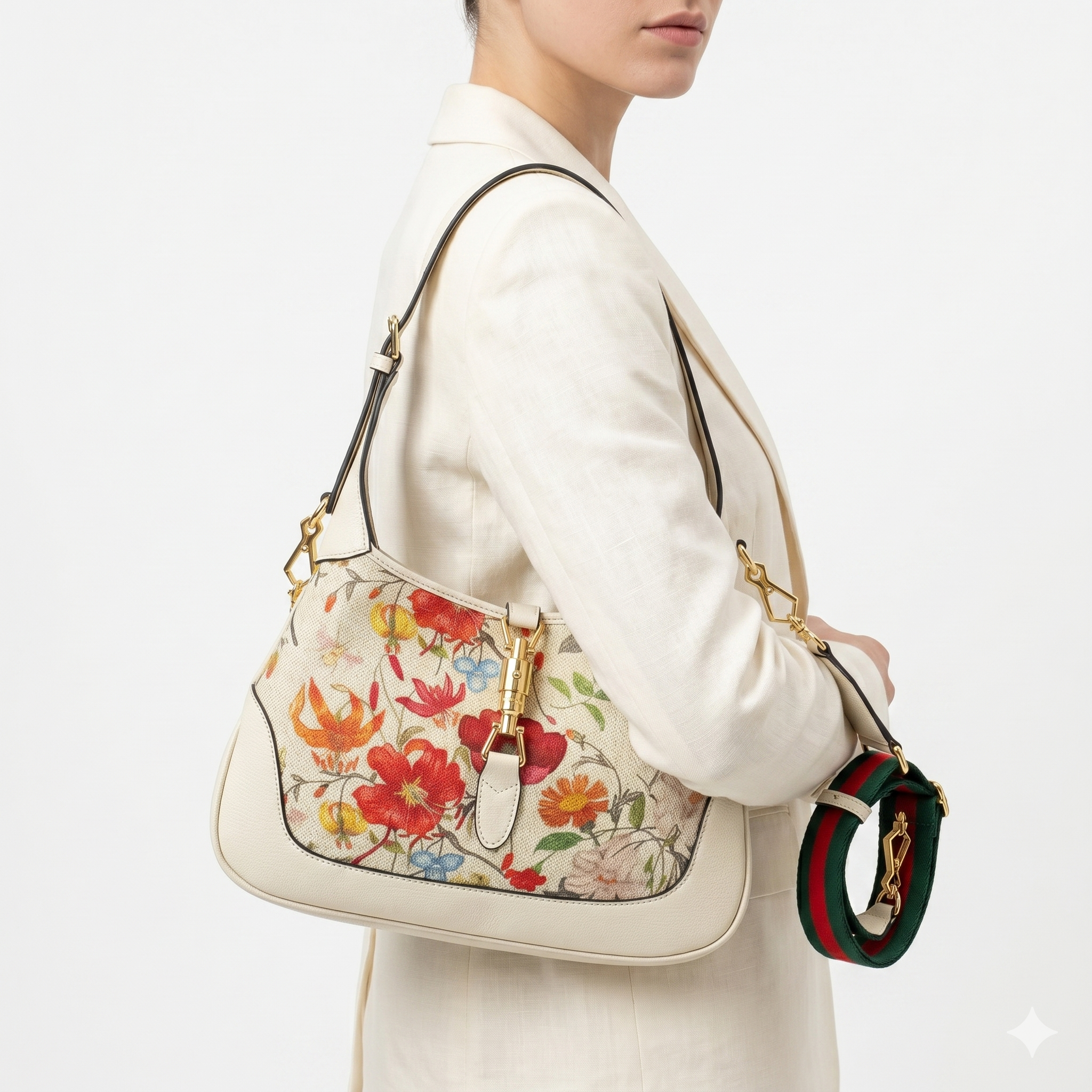 Gucci Floral Print Canvas Shoulder Bag with Gold-Tone Hardware 🌸👜