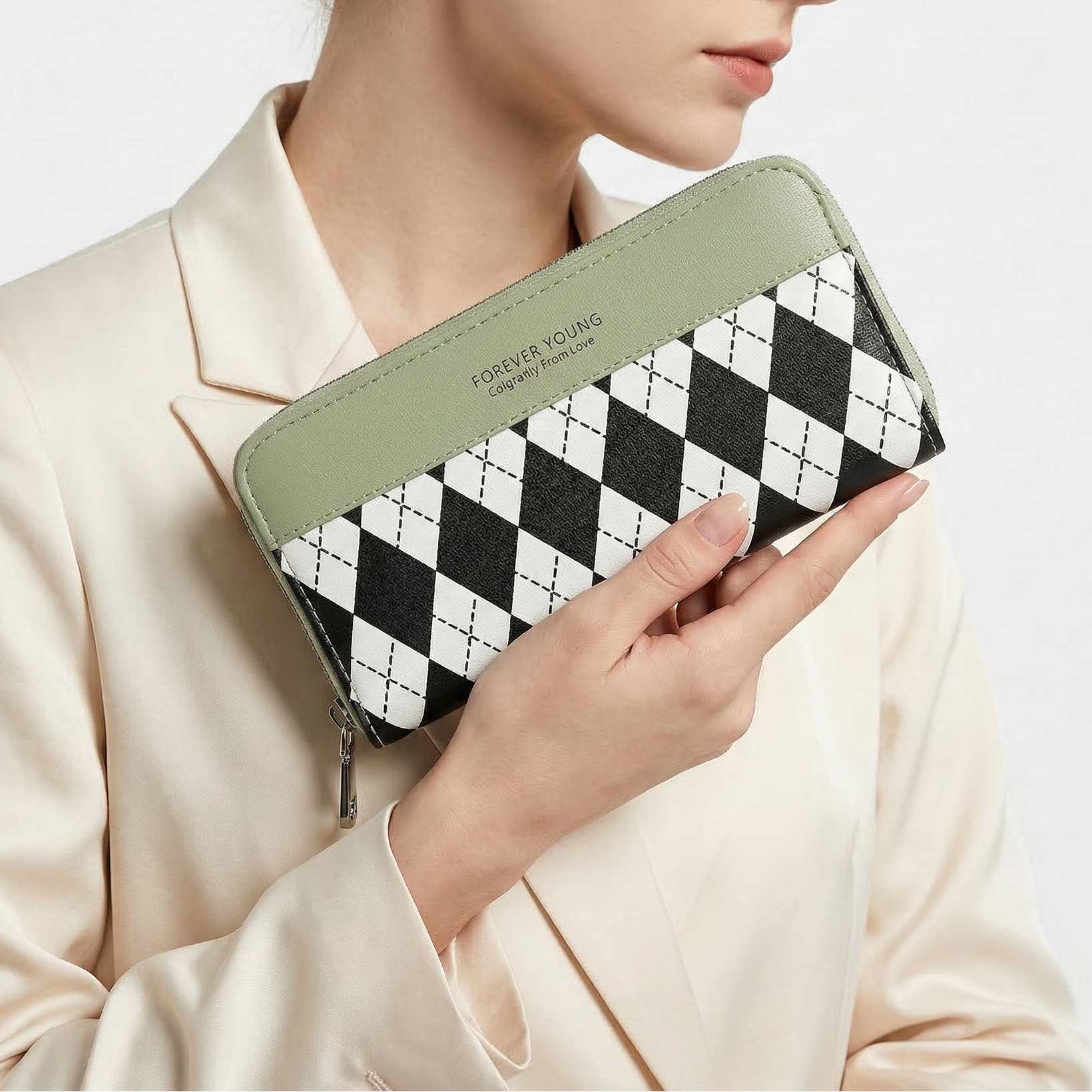 Forever Young Wallet: Green, Black, & White 🤍🖤💚