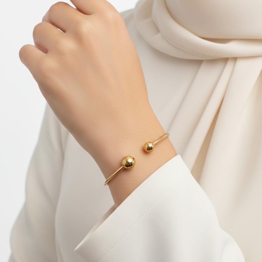 Gilded Sphere Open Cuff Bangle 🌟✨💫