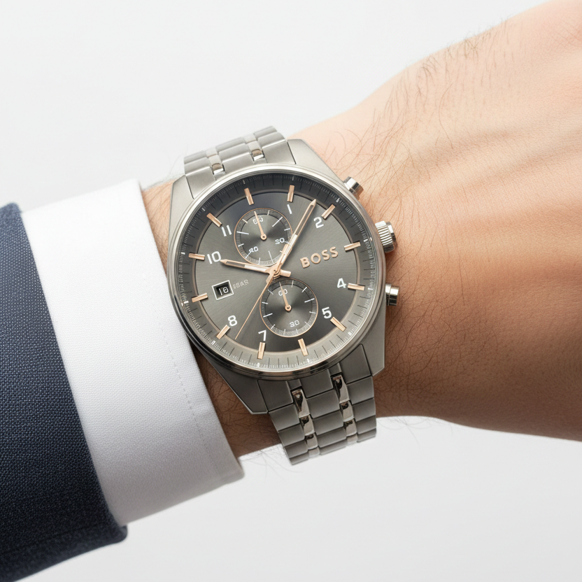 BOSS Men's Pilot Edition Chronograph in Grey Steel ⌚️👔🩶
