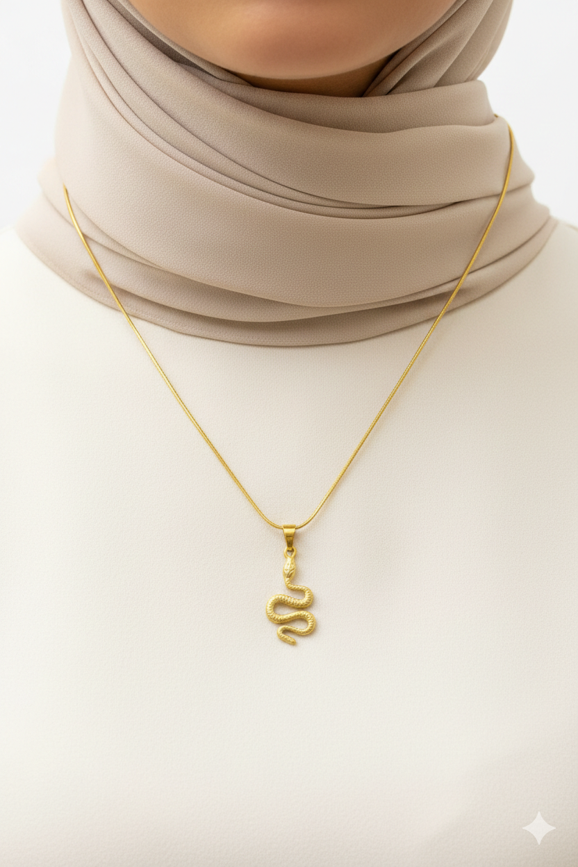 Gold Snake Pendant Necklace 🐍✨💛