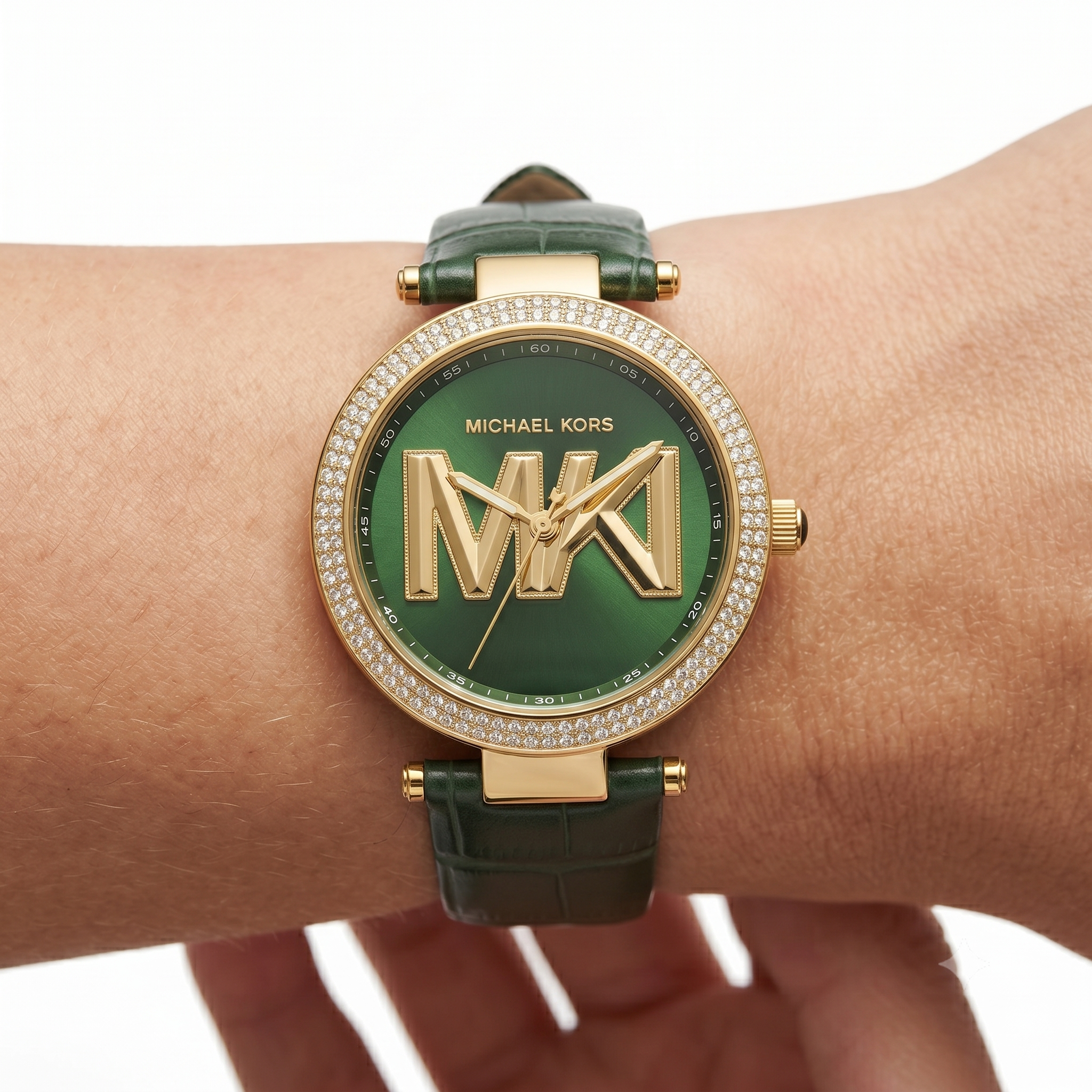 Michael Kors Green Leather Watch with Gold Logo 💚✨