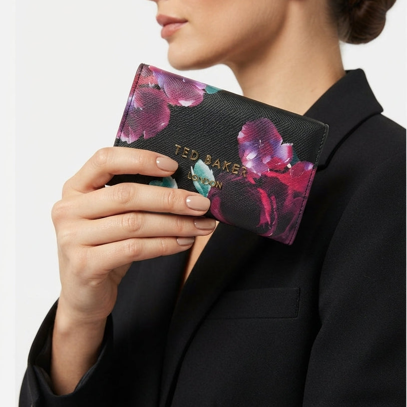 Ted Baker Floral Mirror Wallet in Black