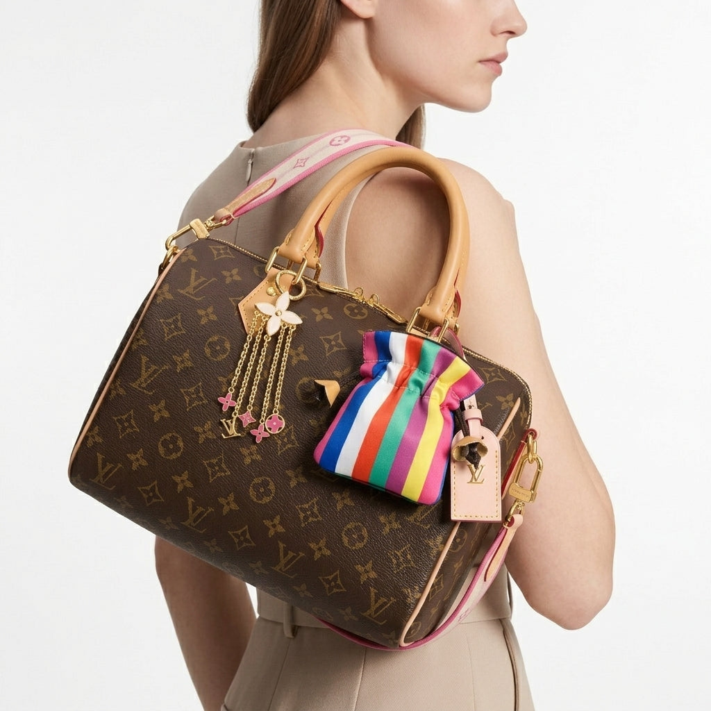 Louis Vuitton Monogram Handbag with Triple Chain Accessory