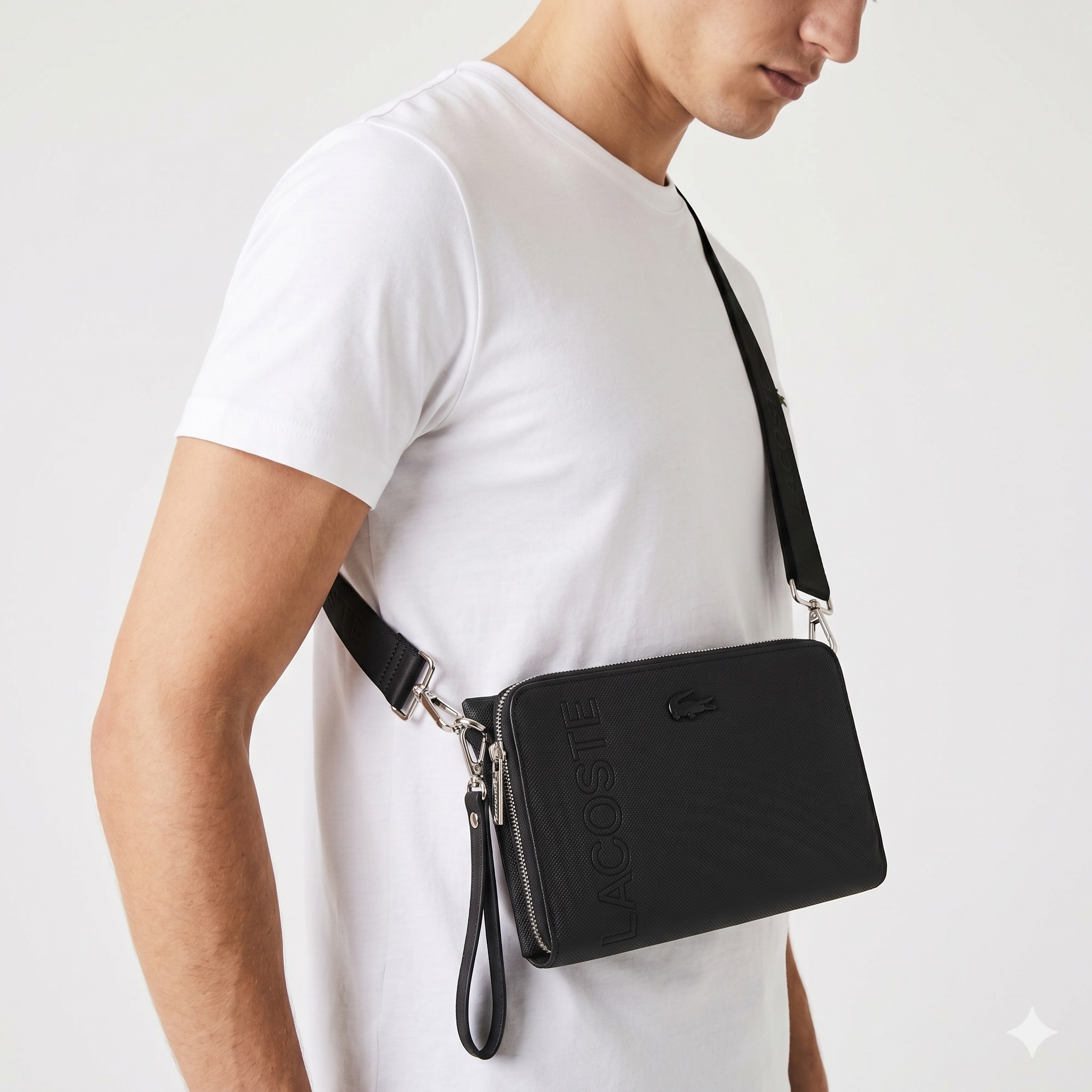Lacoste Sleek Black Hand and Crossbody Bag 🐊💼