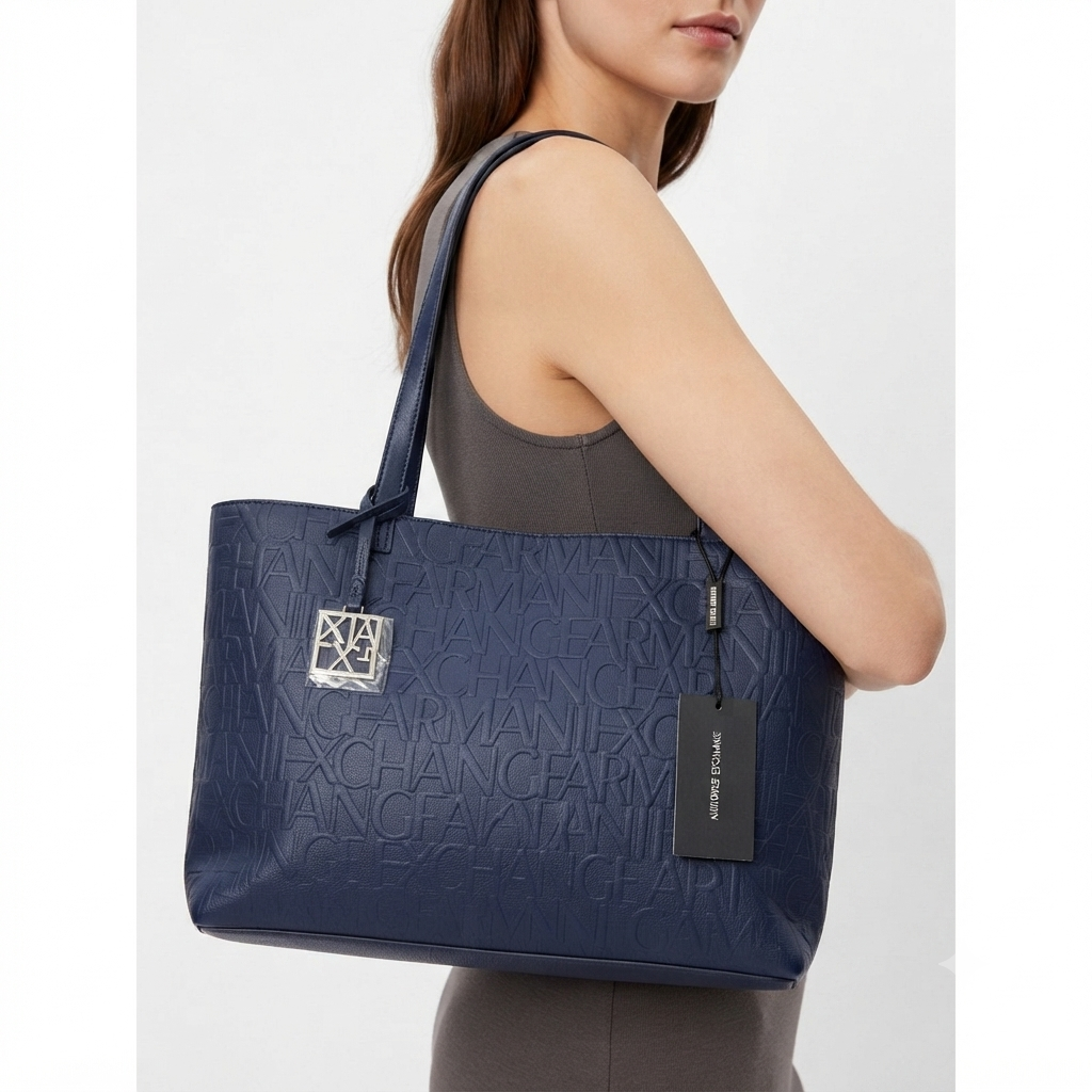 Emporio Armani Embossed Logo Tote Bag in Navy Blue 👜✨