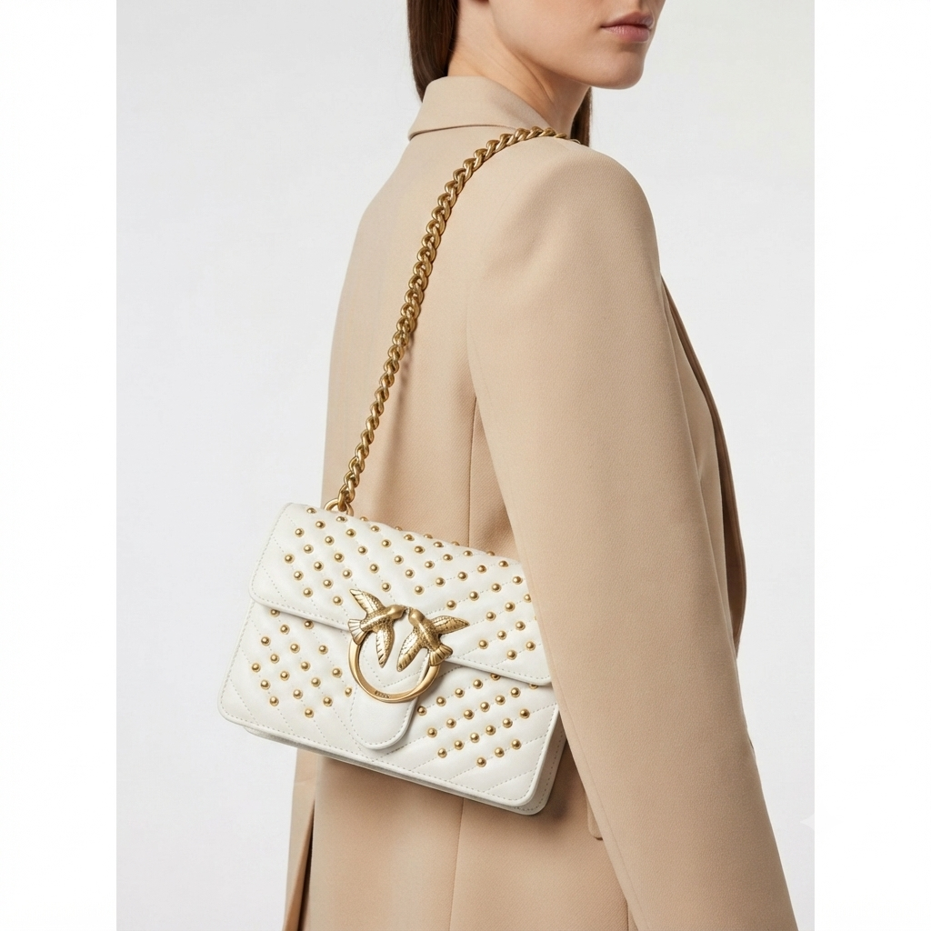 PINKO Studded Crossbody Bag with Signature Bird Hardware 🖤✨