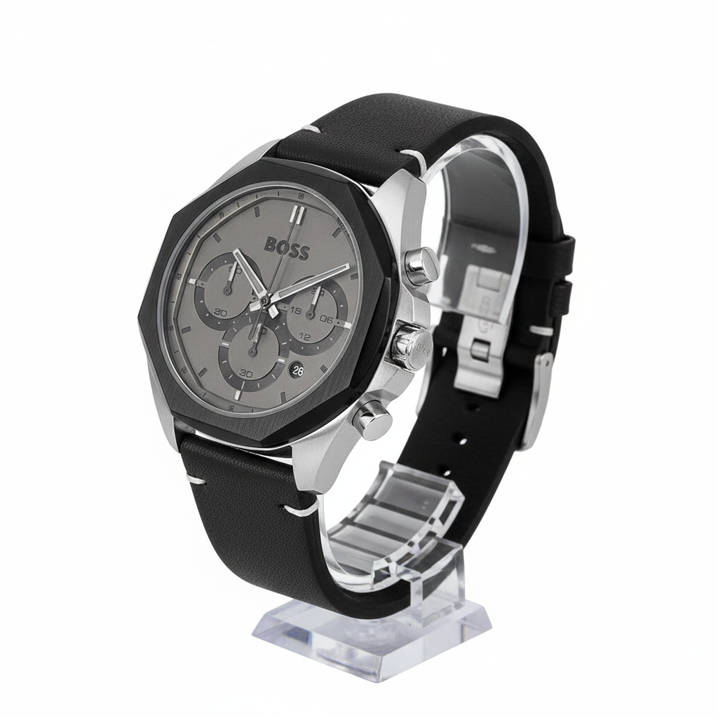 BOSS Octagonal Chronograph Watch with Grey Dial ⌚️🖤😎