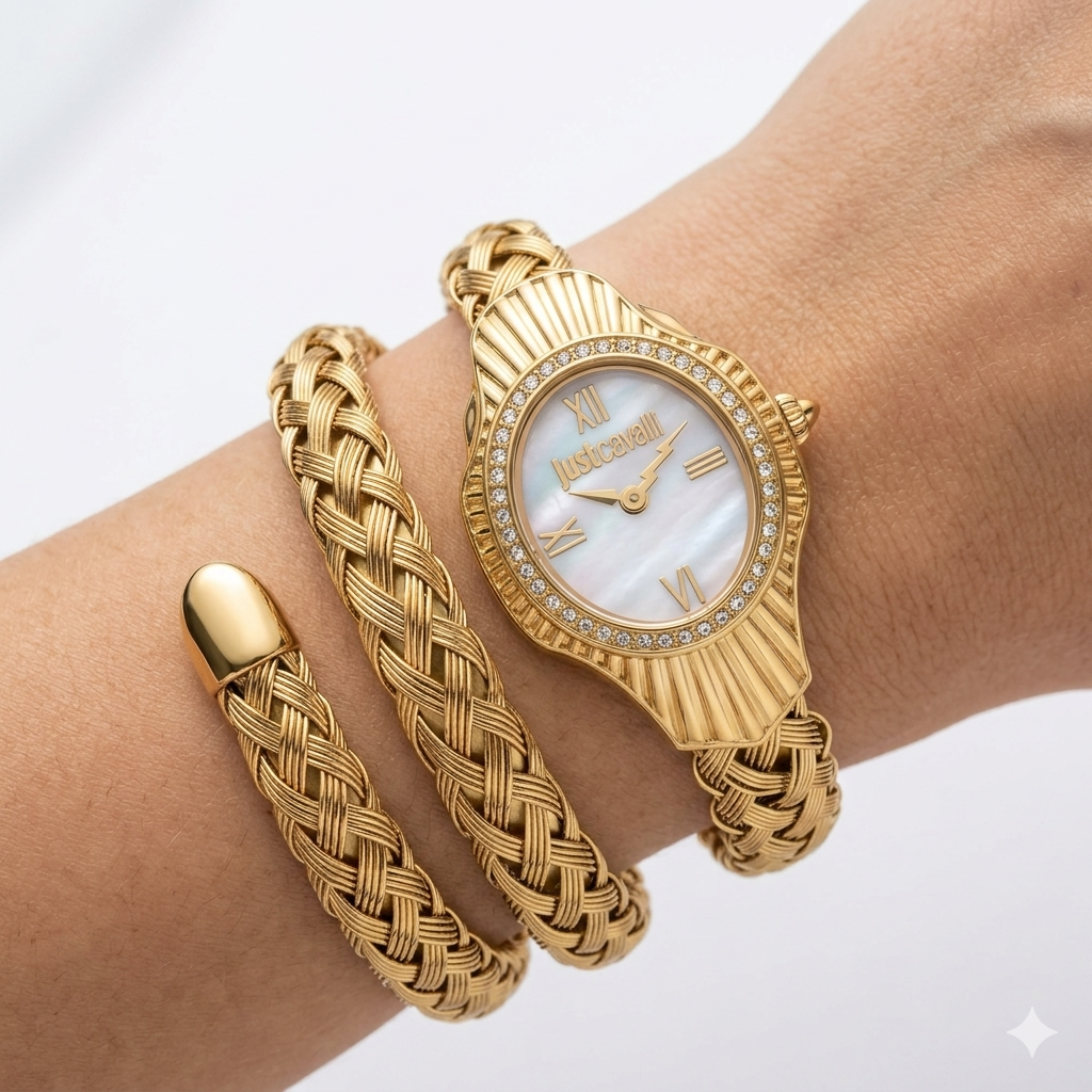Just Cavalli Serpenti Braided Gold Women's Watch 🐍✨💎