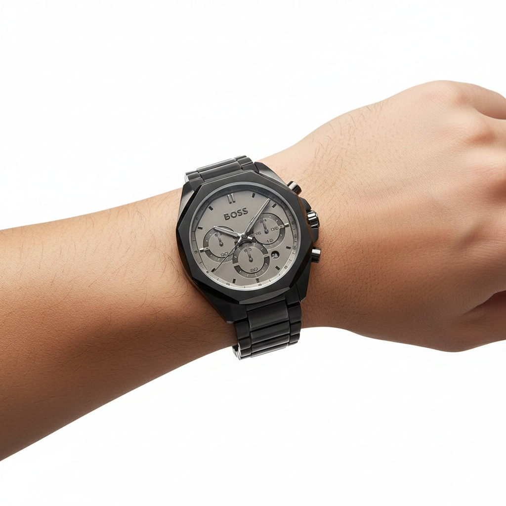 Hugo Boss Octagonal Black Chronograph Watch ⌚️🖤✨