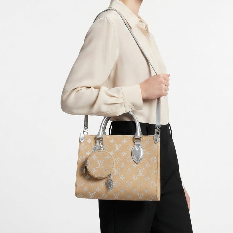 Monogram Pattern Handbag with Attached Coin Pouch