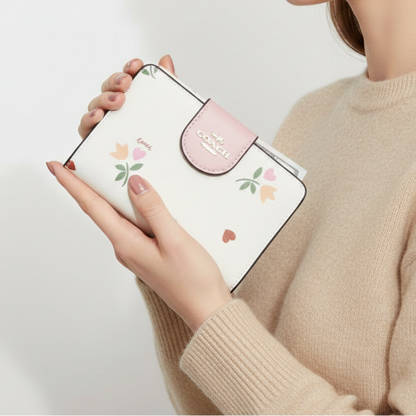 Coach Medium Corner Zip Wallet in Heart Floral Print 🌸👛✨