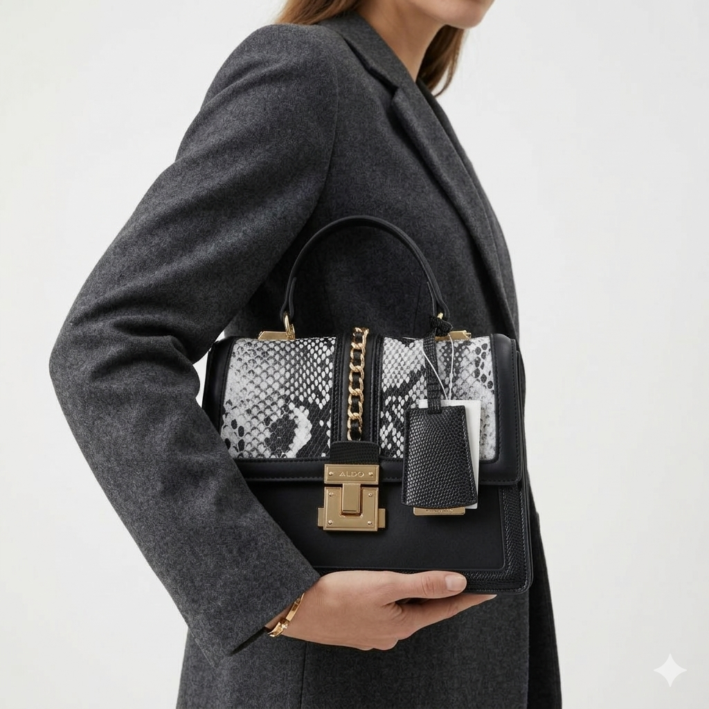 ALDO Leather Crossbody: Black, White, Snakeskin 🐍👜🖤