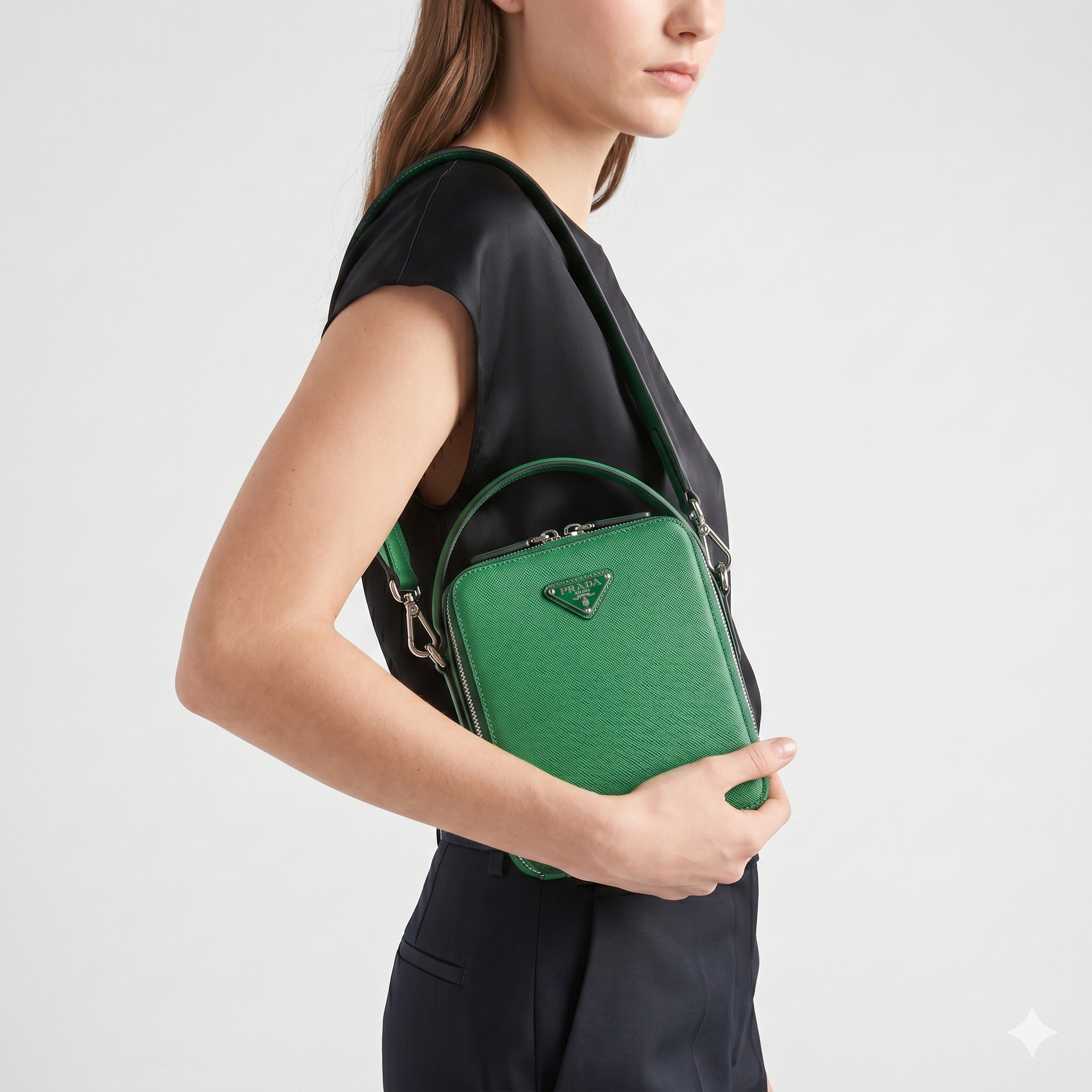 Prada Style Green Structured Crossbody Bag 💚👜