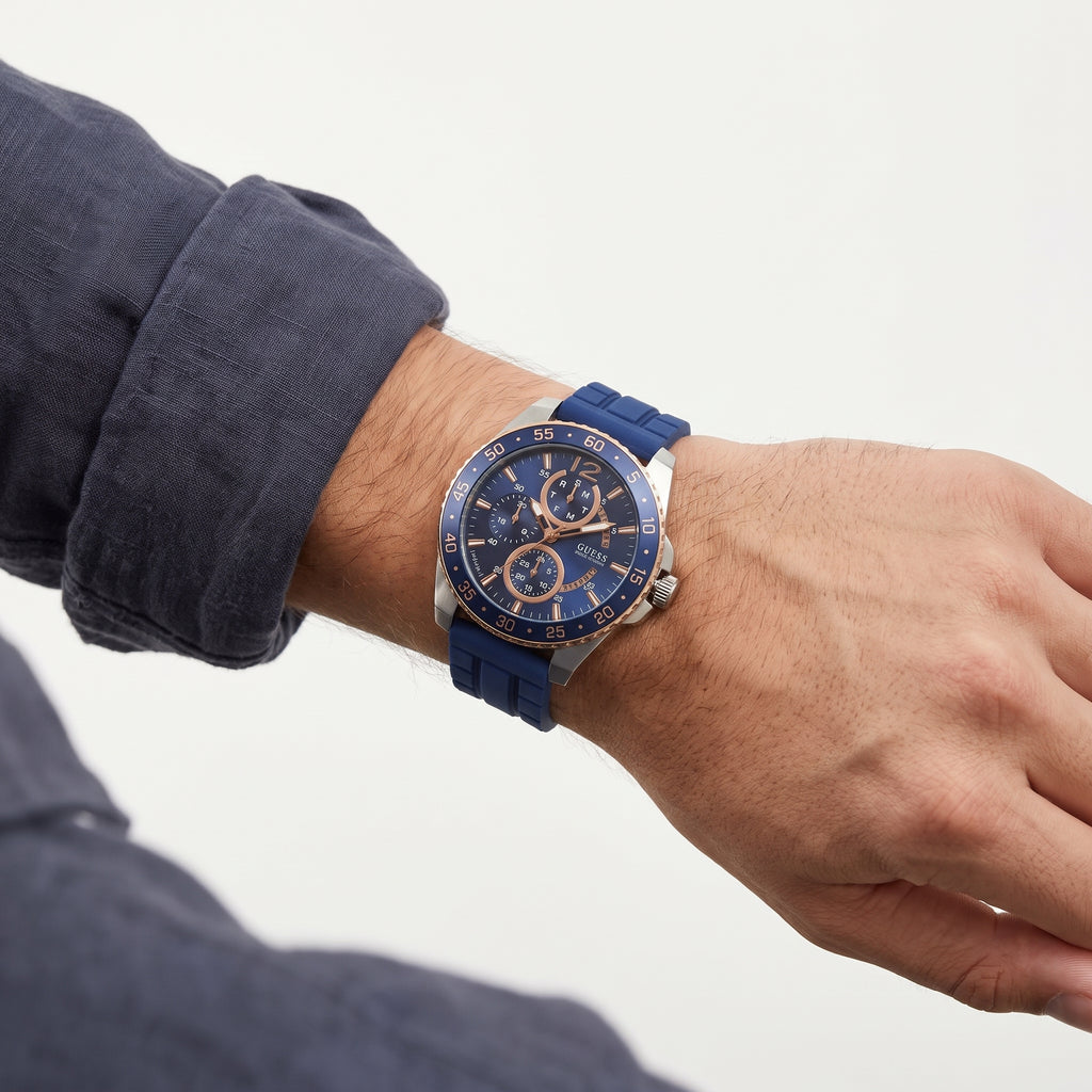 Guess Blue Silicone Chronograph Sport Watch