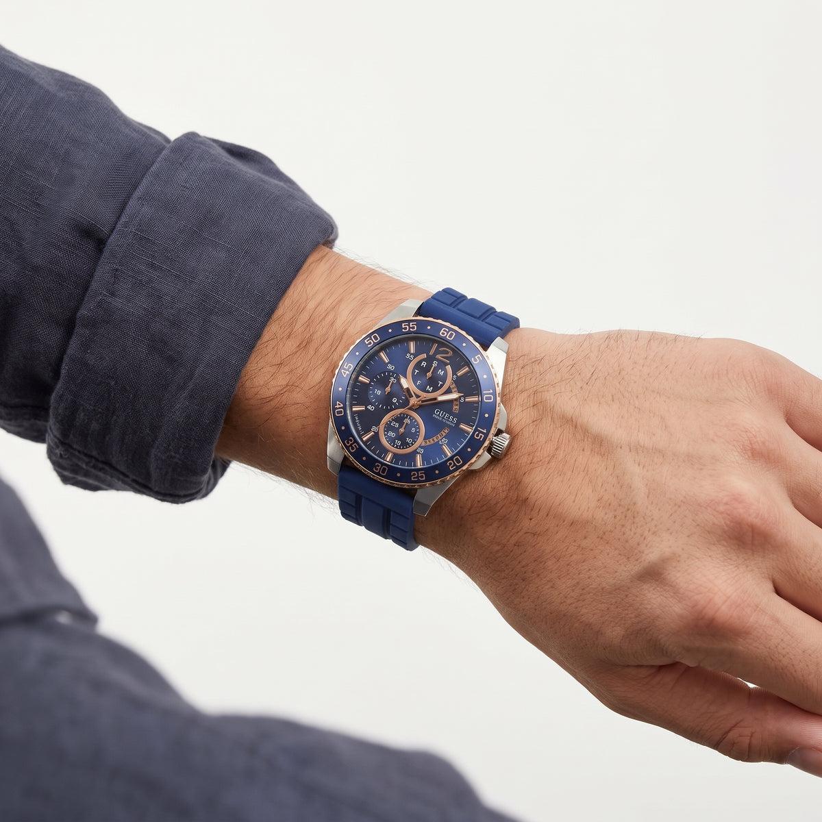 Guess Blue Silicone Chronograph Sport Watch