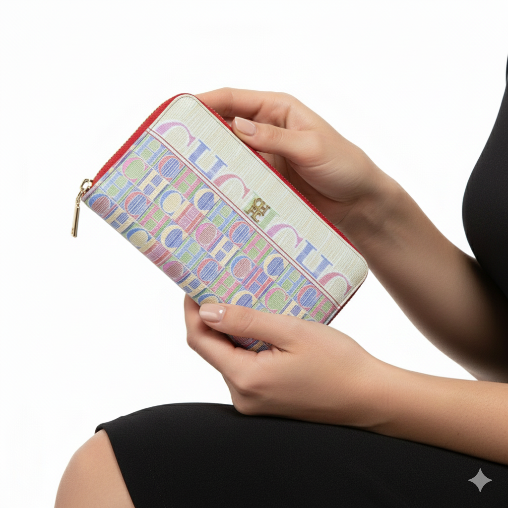 CH Carolina Herrera Monogram Pastel Continental Wallet 👛✨🎨