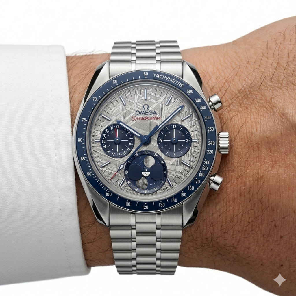 Omega Silver & Blue Stainless Steel Men's Watch ⌚🔵✨